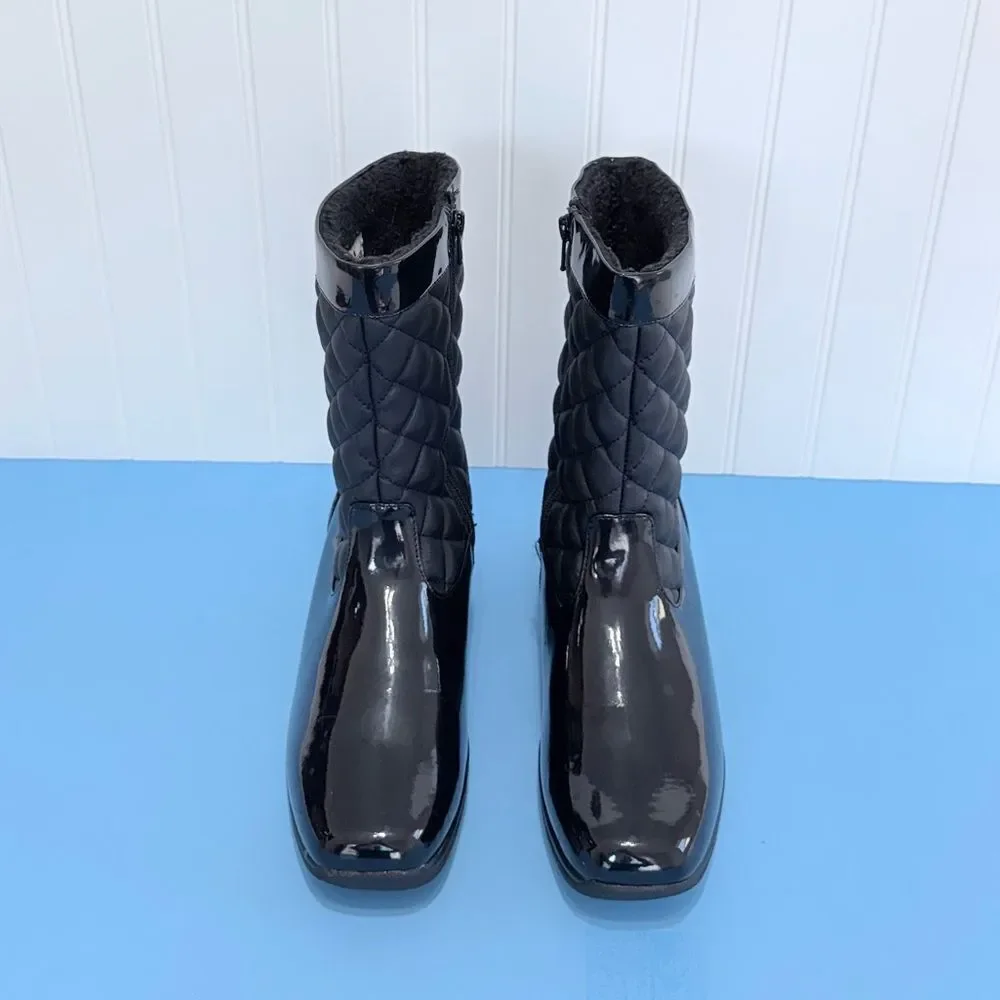 Bass Glacier Women's Black Quilted Calf Height Zipper Boots Size 9M